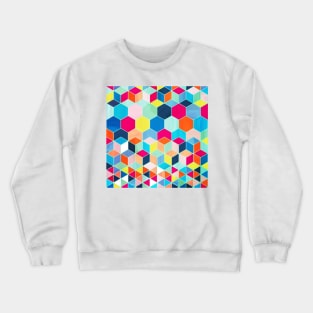 Super Bright Color Fun Hexagon Pattern Crewneck Sweatshirt